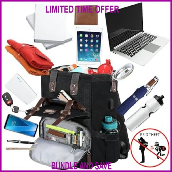 Water Resistant Laptop Backpack with USB Port, 15.6 Inch, 20L Capacity